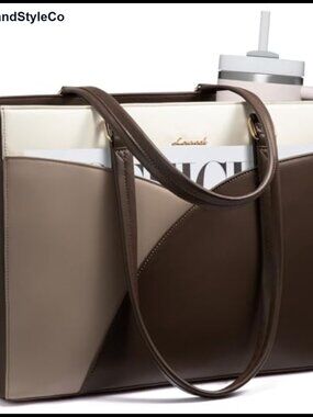 LOVEVOOK Laptop Tote Bag 15.6 Inch Computer Shoulder Bag PU Leather